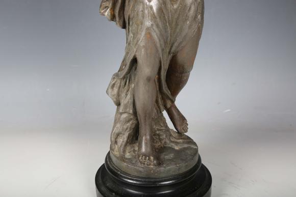 TooveysA late 19th century cast spelter figural table lamp in the form of a
