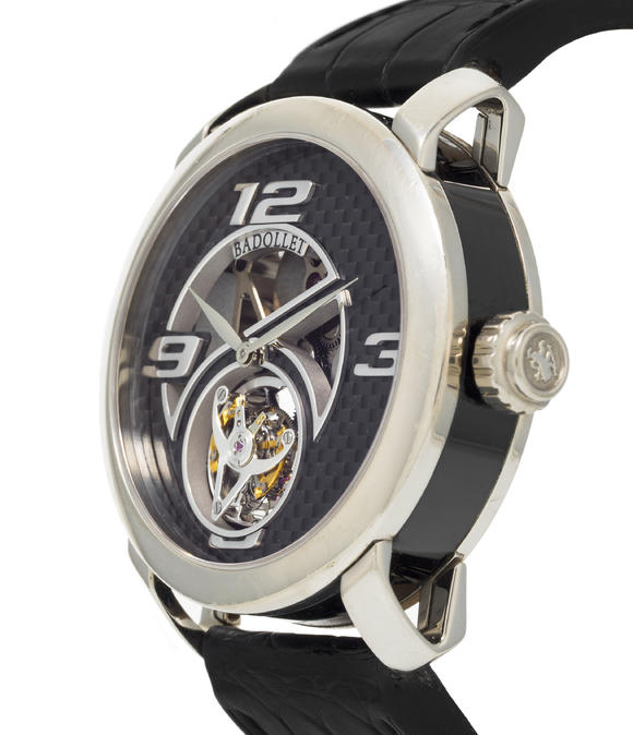 Piguet - H?tel des VentesBadollet, Crystalball Bamboo, Pièce Unique, montre partiellement squelette en or gris 750 ornée d'un tourbillon volant