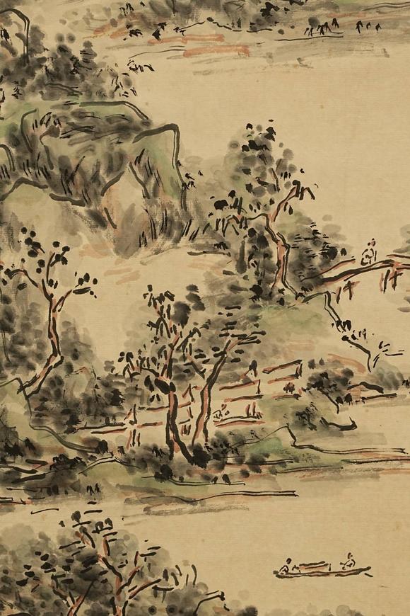 京都祇園會拍賣黃賓虹 山水人物圖 紙本掛軸