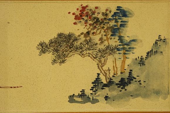 京都祇園會拍賣溥儒 紅樹秋山圖 紙本鏡心