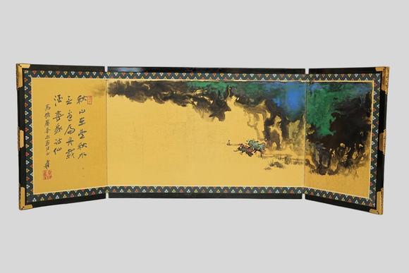 京都祇園會(huì)拍賣張大千 潑彩山水 紙本框裝
