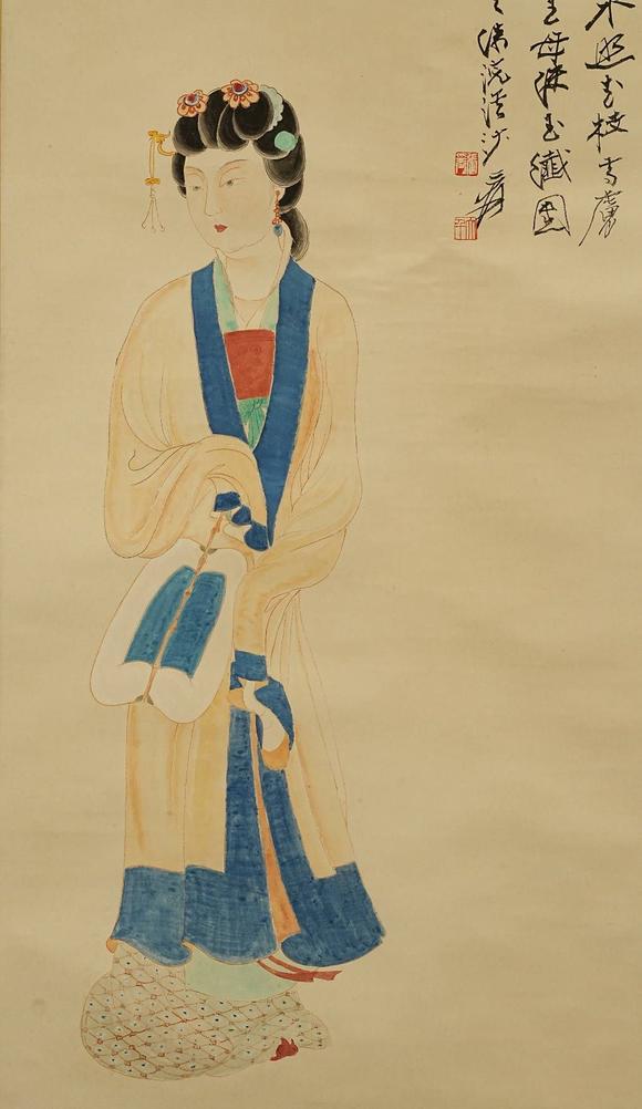 京都祇園會拍賣張大千 仕女圖 紙本掛軸