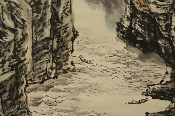 京都祇園會(huì)拍賣何海霞 山水圖 紙本掛軸