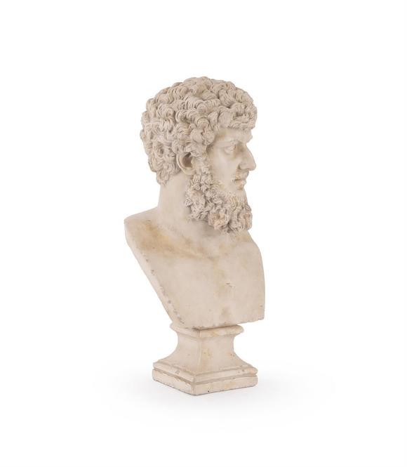 DreweattsA SIMULATED MARBLE BUST OF LUCIUS AURELIUS VERUS, LATE 20TH CENTURY