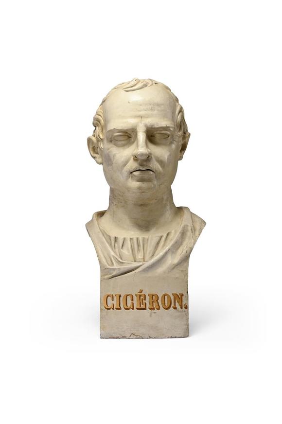 DreweattsA SET OF FOUR LARGE TERRACOTTA LIBRARY BUSTS OF HIPPOCRATES, HOMER, VIRGIL AND CICERO