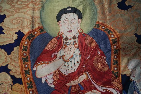 日本東海名古屋清乾隆緙絲佛與脅侍菩薩三聯(lián)幡