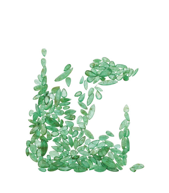 Piguet - H?tel des VentesLot composé d'émeraudes, de spinelles, de grenats et de diamants: 