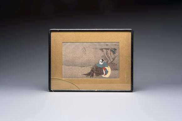 Rob Michiels AuctionsAfter Katsushika Hokusai (1760–1849): 'Dream of the Rush Gatherer' and 'Badger with Tea Kettle', woodblock prints, Japan, Meiji, 19/20th C.