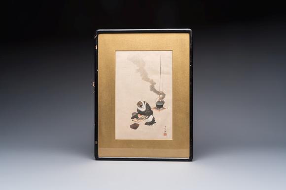 Rob Michiels AuctionsAfter Katsushika Hokusai (1760–1849): 'Dream of the Rush Gatherer' and 'Badger with Tea Kettle', woodblock prints, Japan, Meiji, 19/20th C.