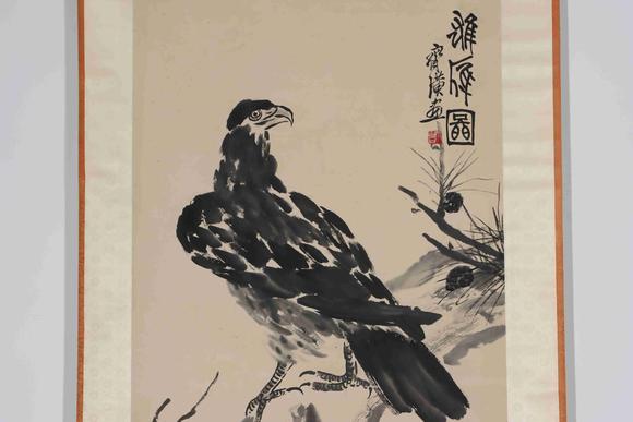 日本松町古美齊白石 松鷹圖
