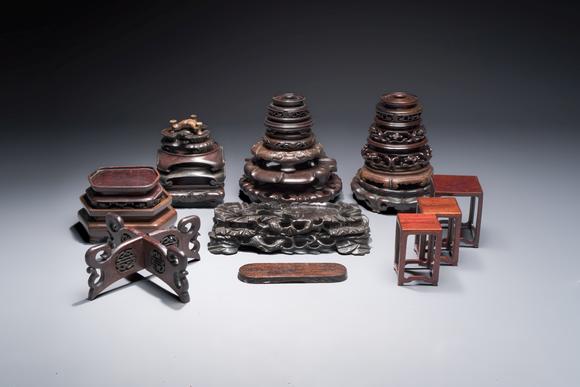 Rob Michiels AuctionsA collection of 25 Chinese wooden stands, 19/20th C.
