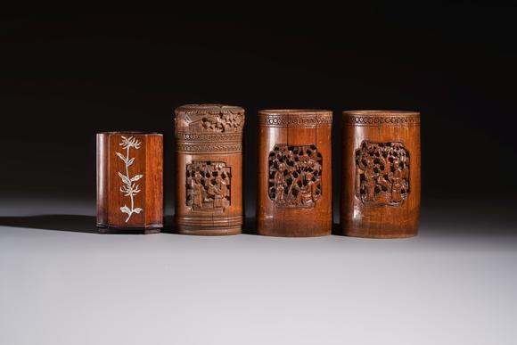 Rob Michiels AuctionsA group of 11 Chinese carved bamboo and wooden works, 19/20th C.