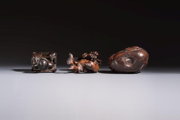 Rob Michiels AuctionsA group of 11 Chinese carved bamboo and wooden works, 19/20th C.