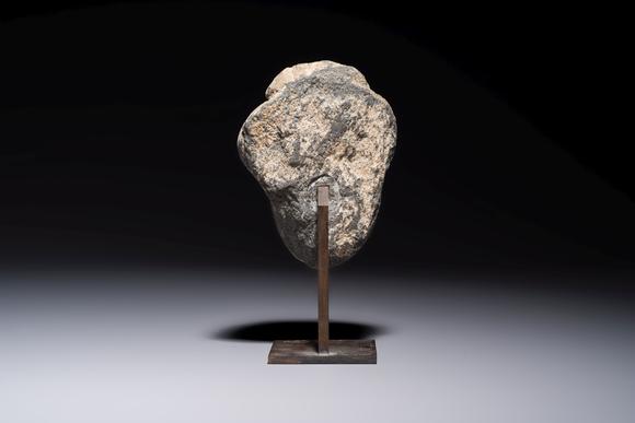 Rob Michiels AuctionsA Gandhara grey schist relief fragment of a Bodhisattva head, 3rd/4th C.