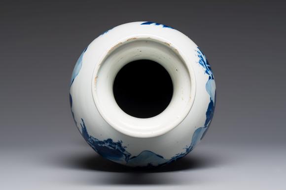 Rob Michiels AuctionsA Chinese blue and white 'Mountainous Riverscape' baluster vase, Kangxi