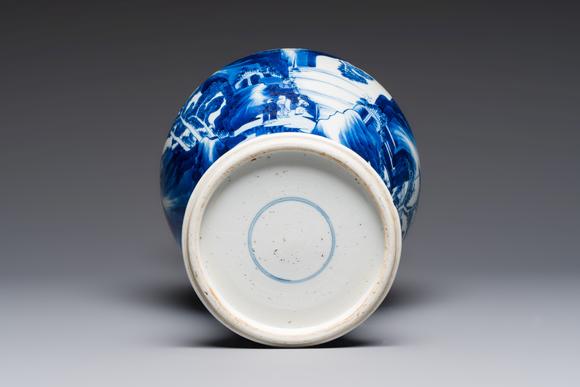 Rob Michiels AuctionsA Chinese blue and white 'Mountainous Riverscape' baluster vase, Kangxi