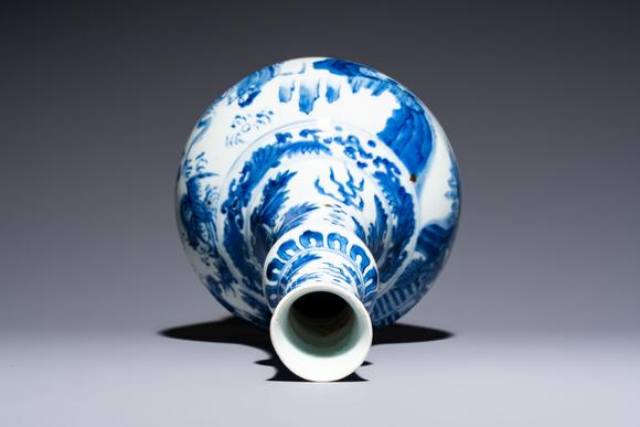 Rob Michiels AuctionsA rare Chinese blue and white bottle vase with narrative design, Transitional period