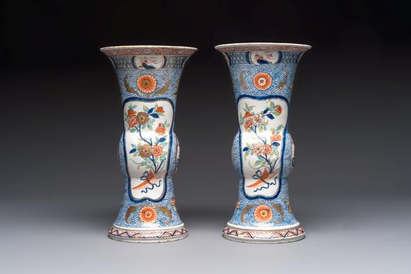 Rob Michiels AuctionsAn exceptional polychrome Dutch Delft five-piece garniture in Chinese Kangxi style, first quarter 18th C.