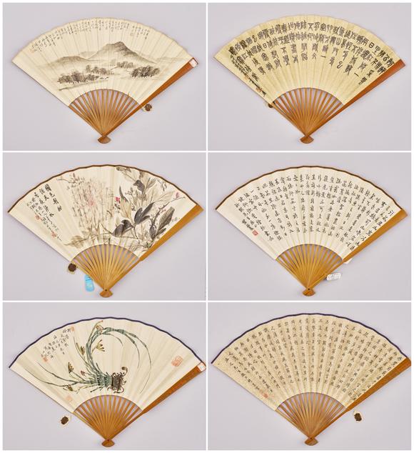 東京中央?yún)菛|邁（1885-1963）、時(shí)慧寶（1881-1943）、溥佺（1913-1991） 成扇三把