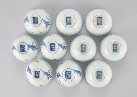 東京中央清 青花煎茶碗一組