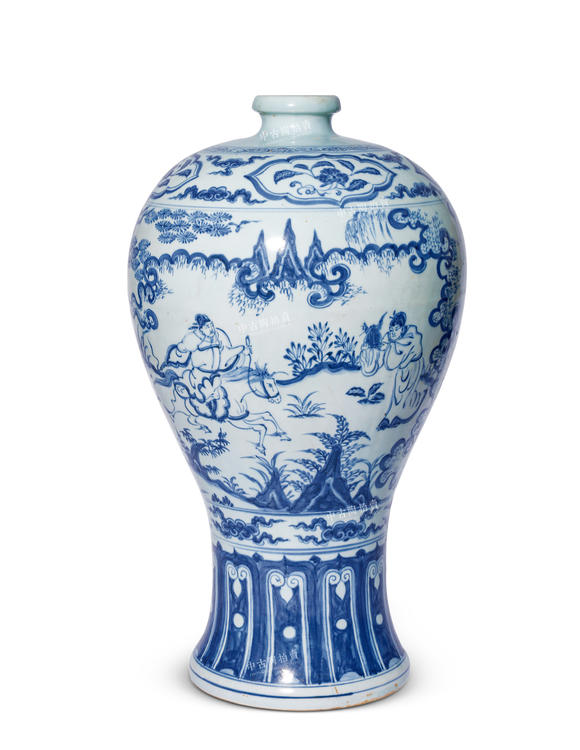中古陶明空白期 正統(tǒng)朝青花雙故事紋梅瓶