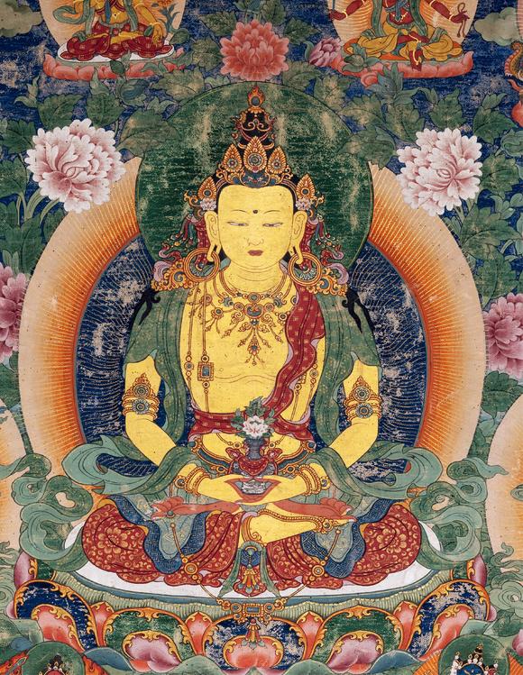 中古陶18世紀(jì) 無量壽佛唐卡