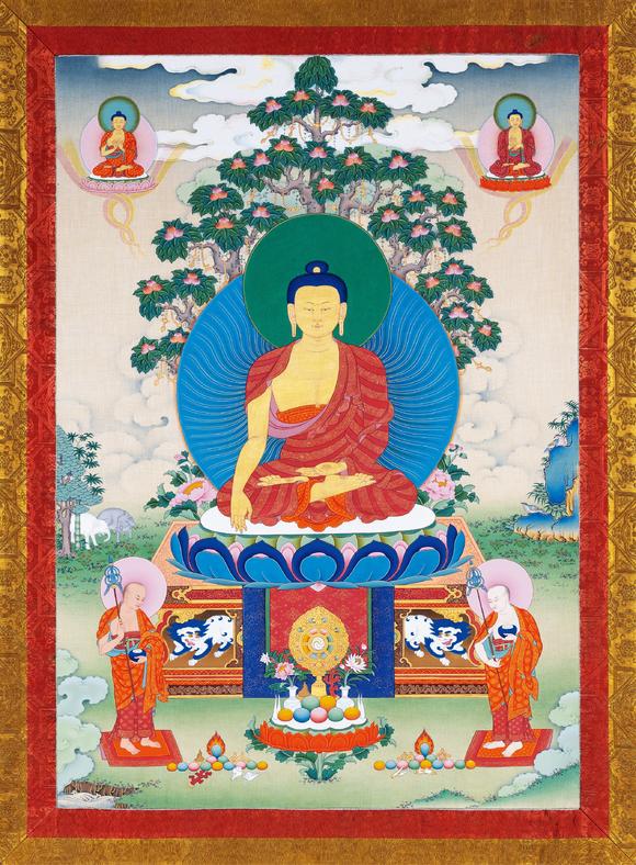 中古陶當代 十八羅漢與四大天王唐卡一套五幅