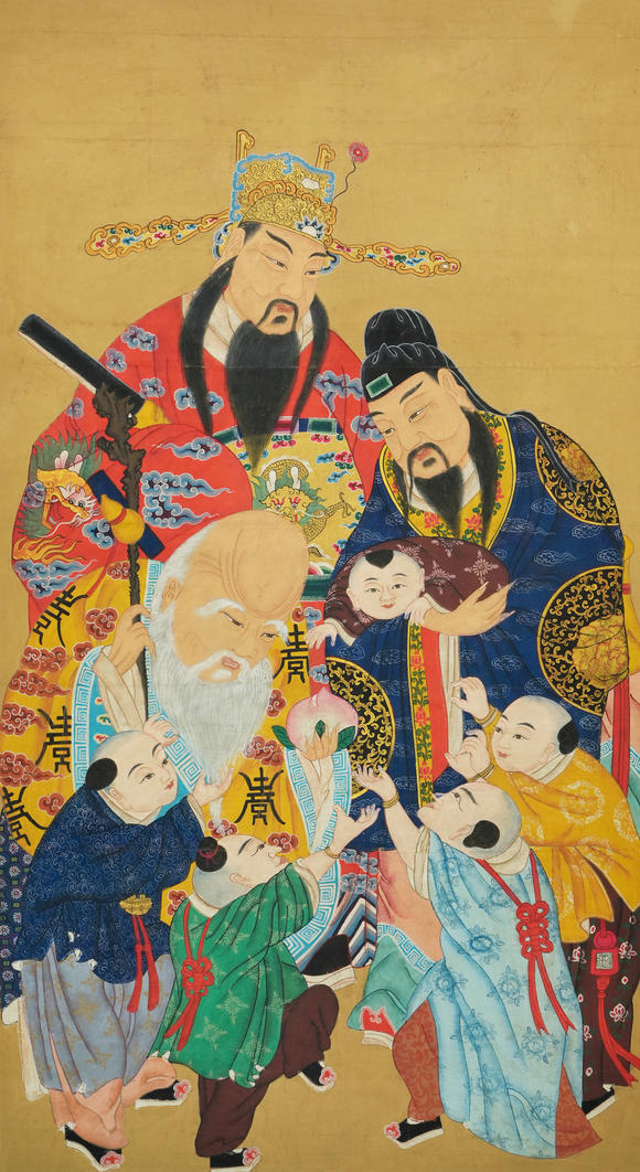 北京懋隆拍賣佚名 三星拱照五子登科圖