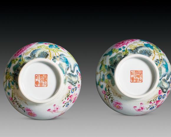  中佳信拍賣清道光 粉彩牡丹花紋玉壺春瓶一對(duì)
