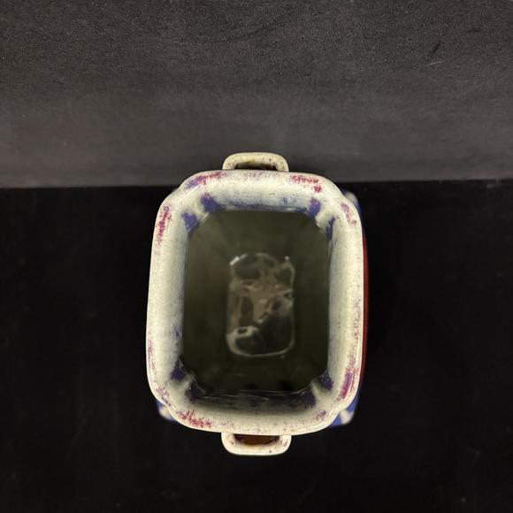 南京十竹齋窯變釉貫耳瓶
