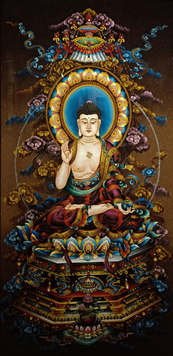 燊金堂凈慧祥嚴(yán)·非遺掐絲琺瑯三世佛成套唐卡