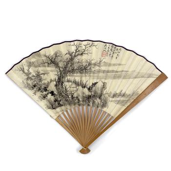 「呉湖帆」畫 山水図 扇面