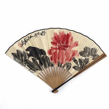 「斉白石」畫(huà) 花図 扇面