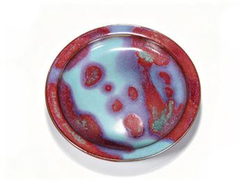 SONG DYNASTY JUN WARE FLORAL RIM PLATE WITH ROSE PURPLE SPLASH GLAZE