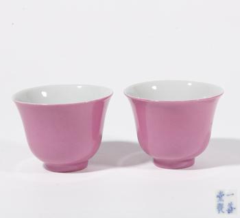胭脂紅釉杯（一對(duì)）