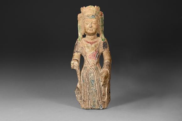 三杉美術(shù)|三杉美術(shù)2026年荷風(fēng)拾珍藝術(shù)品拍賣會(huì)彩繪石雕菩薩殘身立像
