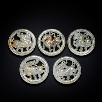 古玉鑲金璧四點