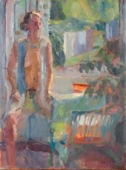 Lot 522 *  BO HILTON (B.1961) Female nude in a garden