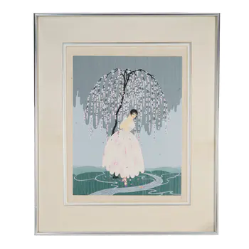 Erte (Romain de Tirtoff) (Russian/French 1892-1990) 'Blossom Umbrella' print, edition 58/300, framed