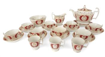 Lot 25 AN ENGLISH PORCELAIN PART TEA SERVICE