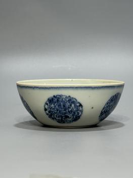 A Blue and White Bowl with Circular Floral Treasure Medallions, China, 18th century