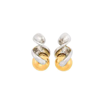 Marina B Pair of Gold and Silver 'Fusilli' Earclips