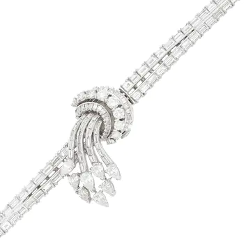 Longines Platinum and Diamond Bracelet-Watch