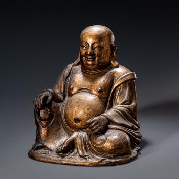 明 木雕涂金彌勒