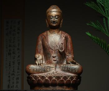 明以前 青石彩繪佛造像