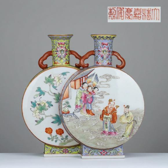 東京蕓術(shù)|2026東京蕓術(shù)競売春季藝術(shù)品拍賣會清嘉慶 粉彩花卉人物圖連體扁瓶