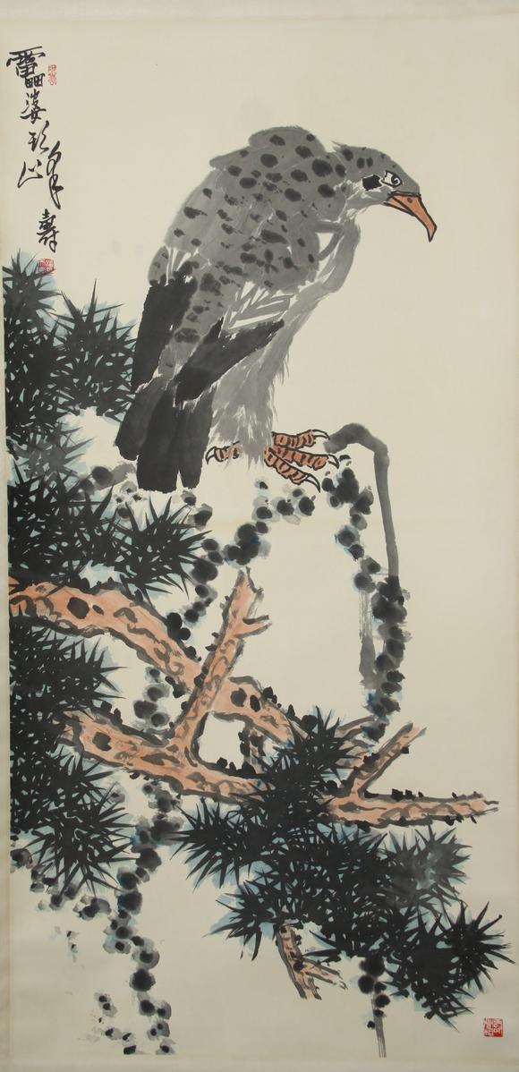 東京蕓術(shù)|2026東京蕓術(shù)競(jìng)売春季藝術(shù)品拍賣(mài)會(huì)潘天壽 松鷹圖 立軸紙本設(shè)色