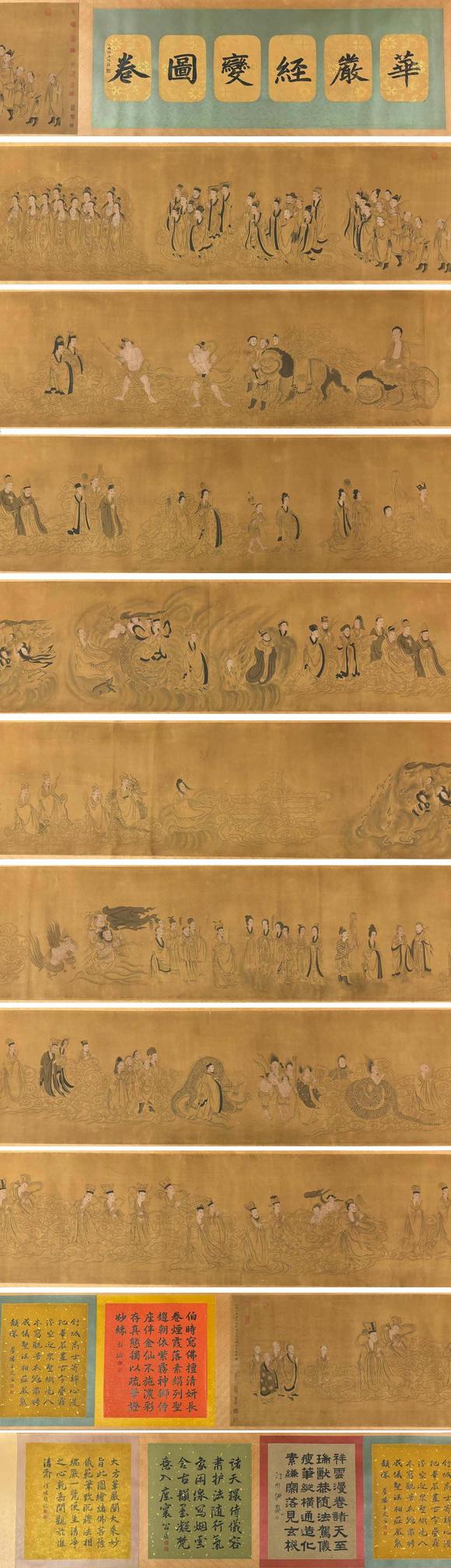 東京蕓術(shù)李公麟 宋 華嚴(yán)經(jīng)變圖長(zhǎng)卷 絹畫