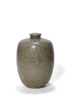 A Yaozhou Kiln Carved Lotus Meiping Vase, 10th–12th C Pr.