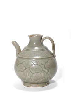A Yue Kiln Carved Peony Ewer, 10th–11th C Pr.